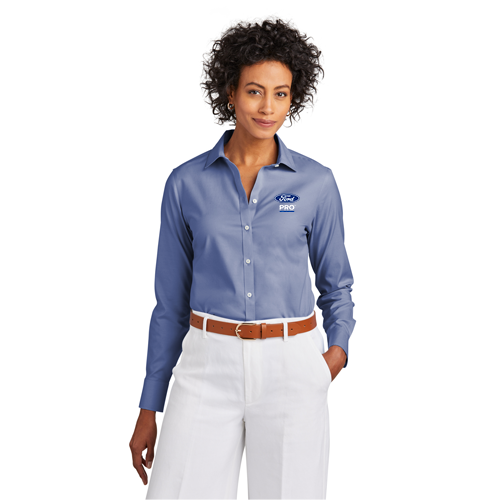 Ladies Brooks Bros. Wrinkle Free Stretch Pinpoint-Cobalt